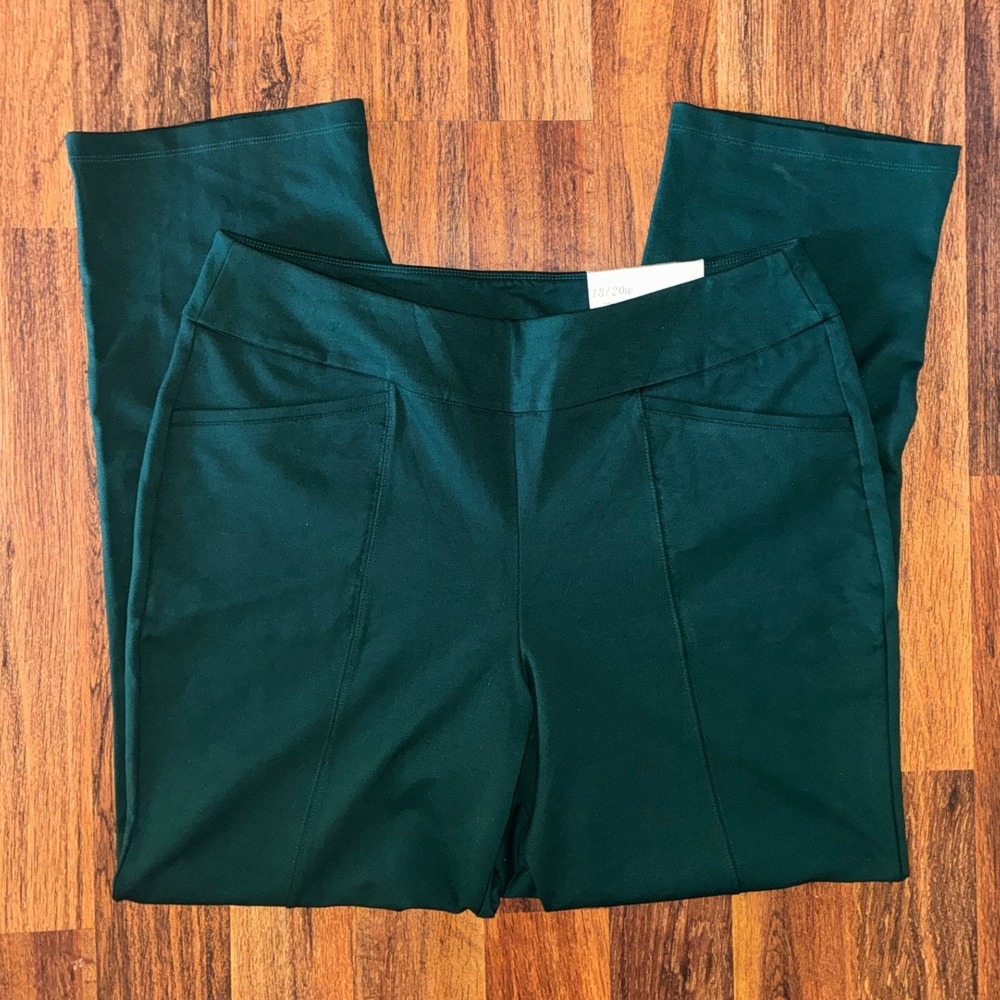 Cato Women Green Hi-Rise Straight Leg Pull On Pants Size 18/20W New